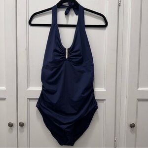 Calvin Klein Blue Halter One Piece Swimsuit
